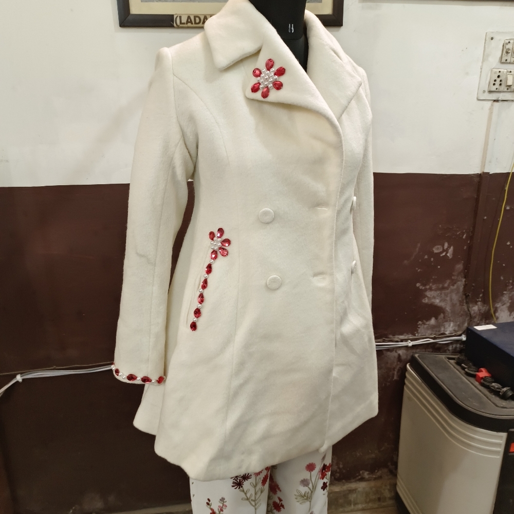 Off white embroidery long coat - Picture 7 of 10